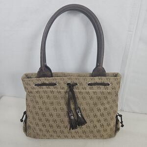 Vintage Dooney & Bourke tan with signature DB and tassels tassels